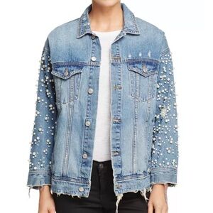 Sunset+Spring Pearl Embellished Denim Jacket